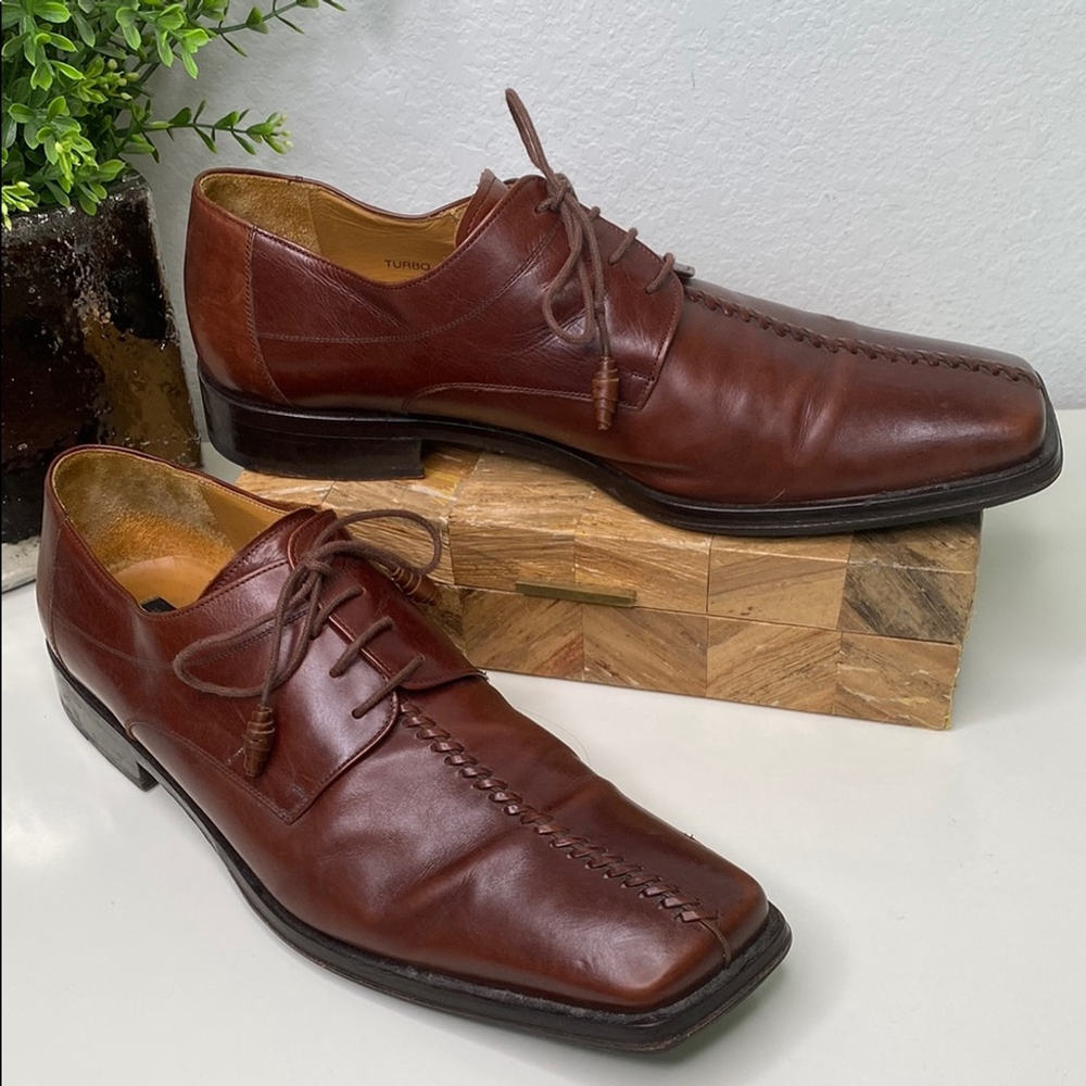 Mezlan Turbo Oxford Dress Shoe Brown Leather‎ Decorative Center Stitch 12US M